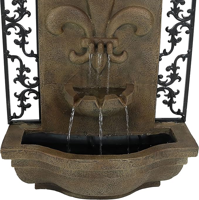 Sunnydaze French Lily 33" Outdoor Wall Water Fountain with Pump - Florentine - Electric