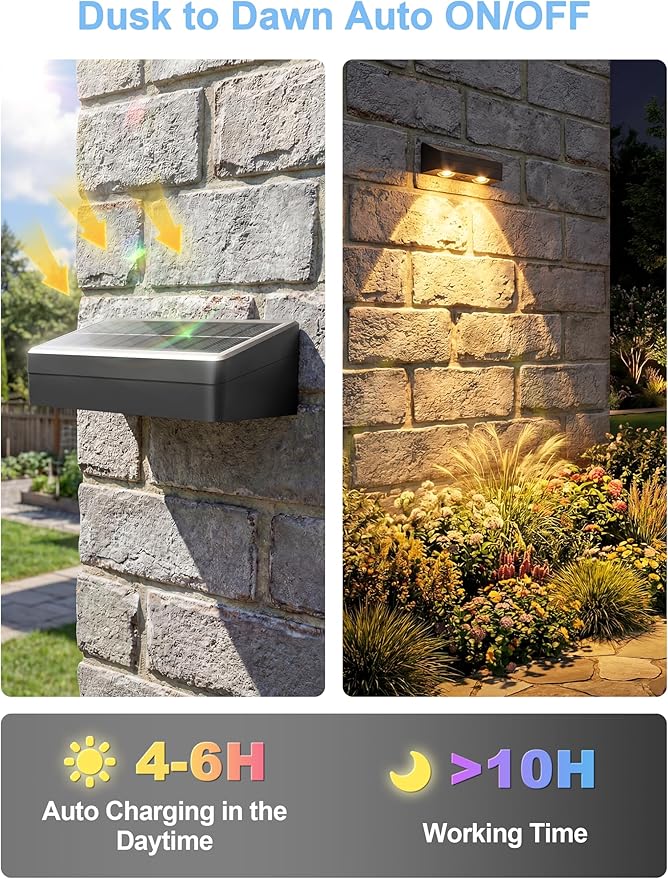JOFIOS Fence Lights Solar Powered with Remote 12 Pack, Warm White, Cool White and RGB Color Glow LED Solar Lights Outdoor, Dusk to Dawn Solar Fence Lights for Patio, Backyard, Railing, Deck, and Wall