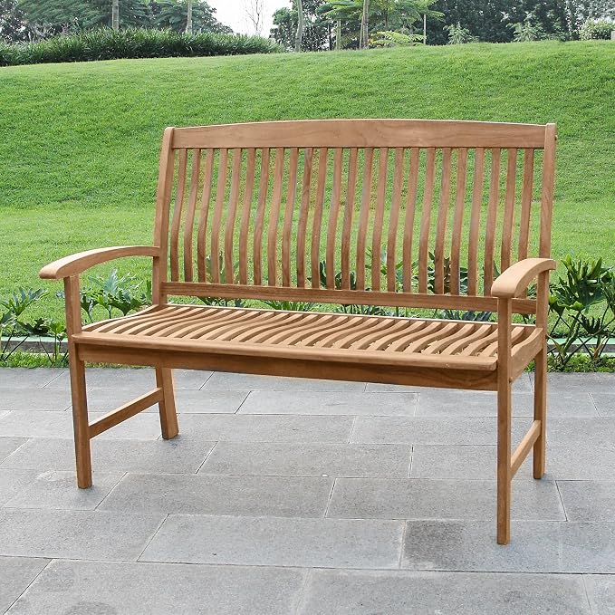 Cambridge Casual Caterina 6-Piece Outdoor Dining Set, Solid Teak Wood Patio Table with Bench and Armchairs, Weather-Resistant Garden Dining Furniture for Deck, Porch, Backyard, or Outdoor Space