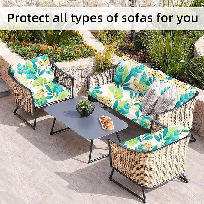 BIETYONE 8Pcs Stretch Patio Cushion Covers,Outdoor Couch Covers Replacement,Outdoor Couch & Sofa Slipcovers,for Patio Furniture Cushion Covers,Washable Reusable urniture Protector(Leopard,8PCS)