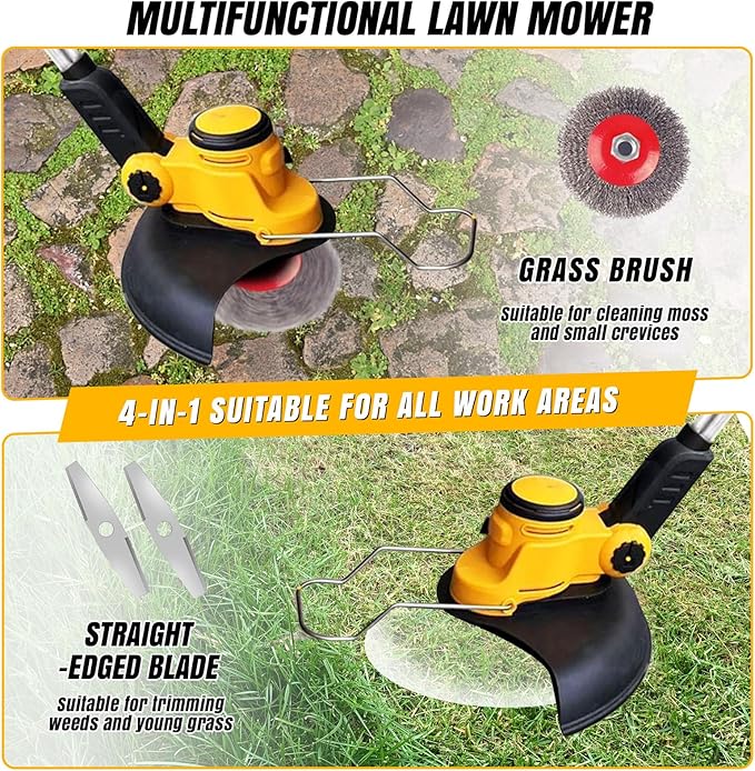 4 in 1 Electric Weed Wacker for Dewalt 20V Battery, 12" Weed Eater Battery Powered, 1300W Cordless String Trimme Edger/Bush Trimmer for Lawn, Yard, Garden Care(No Batteries)