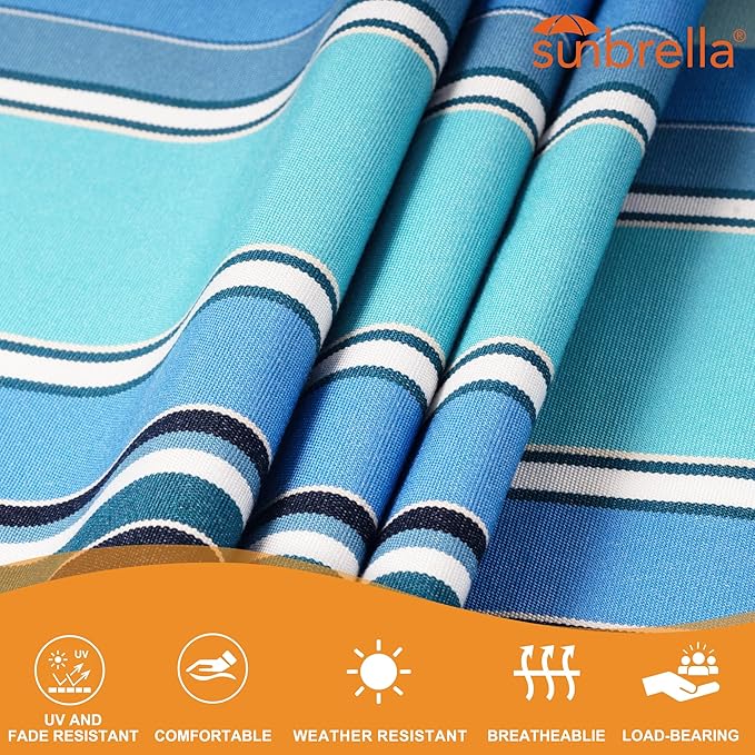 Lazy Daze Hammocks 12 FT Sunbrella Fabric Quilted Hammock Double Sunbrella Quilted Hammock with Spreader Bars & Pillow, All Weather and Fade Resistant for Outdoor, 450 lbs Capacity, Dolce Oasis