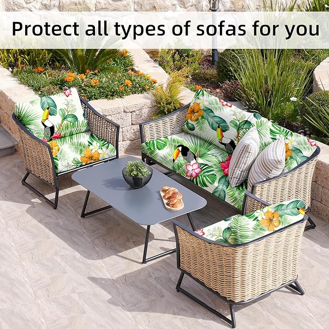 BIETYONE 8Pcs Stretch Patio Cushion Covers,Outdoor Couch Covers Replacement,Outdoor Couch & Sofa Slipcovers,for Patio Furniture Cushion Covers,Washable Reusable urniture Protector(Pelican,8PCS)