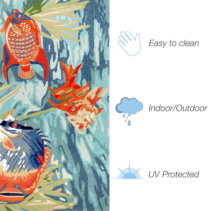 Liora Manne Ravella Indoor/Outdoor Durable Hand-Tufted UV Stabilized Rug- Tropical Fish Ocean 2' x 3'