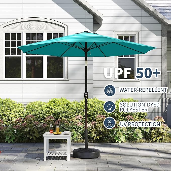 PatioKingdom 11FT Patio Umbrella,Outdoor Umbrella with Push Button Tilt and Crank,Market Table Umbrella with 8 Sturdy Fiberglass Ribs UV Protection