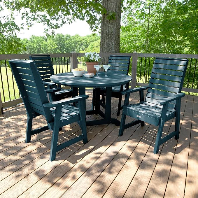 Highwood Weatherly 5-Piece Round Dining Set, Dining Height, Nantucket Blue