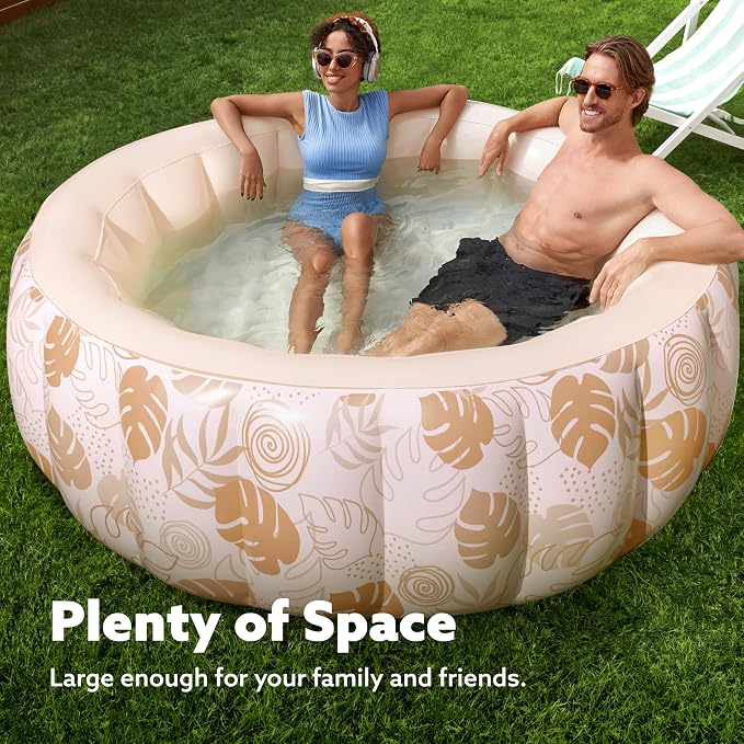 SLOOSH Inflatable Swimming Pool,5.5ft x 20 Inch Full-Sized Blow Up Durable Thickened Luxury Above Ground Family Pool with Comfortable Backrest for Summer Water Party Backyard Garden Lawn, Sandy