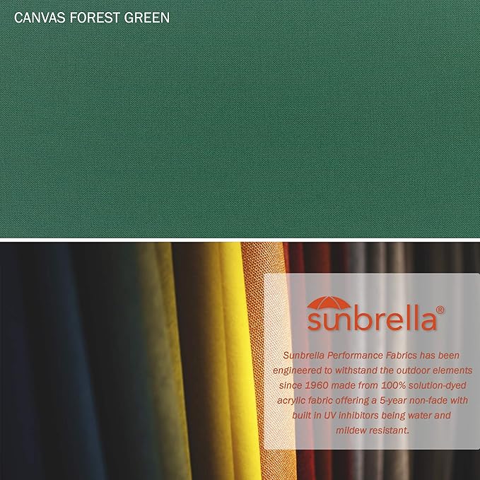 California Umbrella 11' x 8' Rectangle Aluminum Market Umbrella, Crank Lift, Bronze Pole, Sunbrella Forest Green