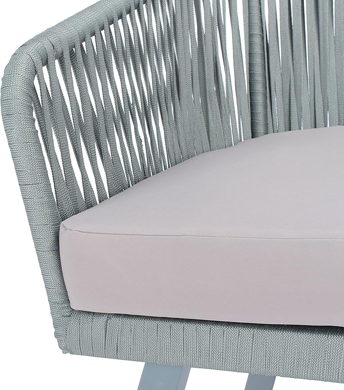 Safavieh Outdoor Collection Jorda Wicker Cushion 4-Piece Rope Patio Backyard Living Set PAT7518C, Grey/Grey