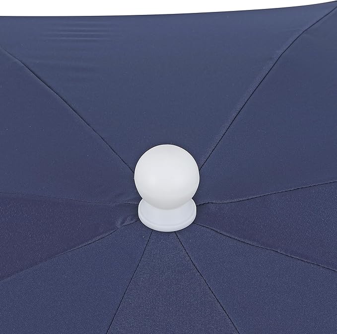 JONATHAN Y Mariner 6.5 ft. Beach Umbrella, Navy Solid with Fringe, Push-Button Tilt, UPF 50+ Sun Protection and Carrying Bag for Patio and Pool, White Pole UMB1005T