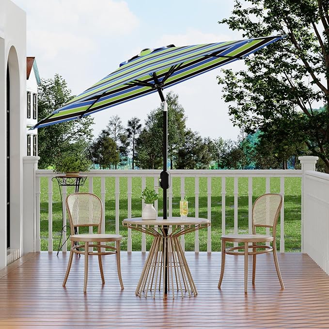GarveeLife 9FT Patio Umbrella Outdoor, Table Umbrella with Push Button Tilt and Crank, 8 Sturdy Ribs UV Protection Waterproof for Garden, Pool, Market, Deck