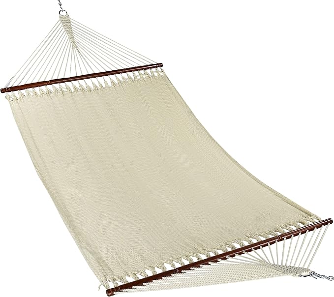Jumbo Caribbean Hammock and Metal Tribeam Stand (Cream)
