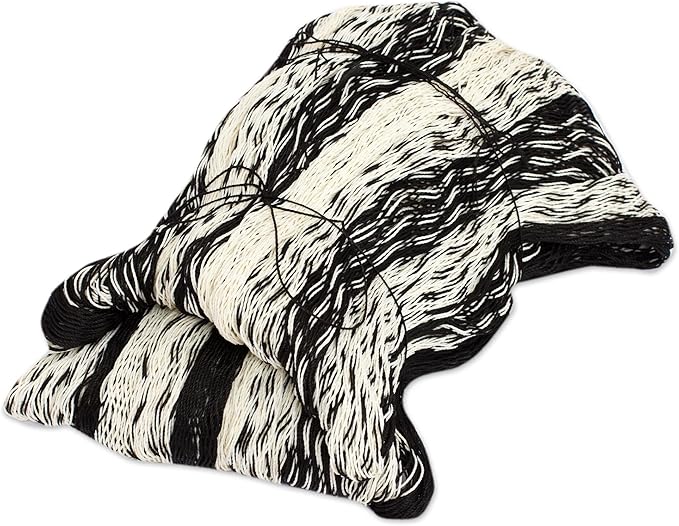 NOVICA Black White Striped Nylon Hand Woven Mayan Rope 2 Person XL Hammock, 'Night Stripes' (Double)