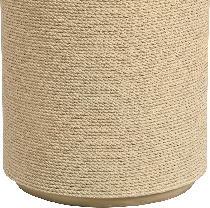 Christopher Knight Home 18.11" H Simulated Rattan Cylindrical MGO Side Table Sculptural End Table Indoor Outdoor Living Room Patio Balcony Decor Accent Table, Natural Wood