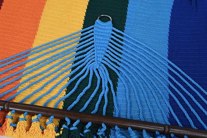 Jumbo Caribbean Hammock - 55 Inch - Soft-Spun Polyester - Rainbow