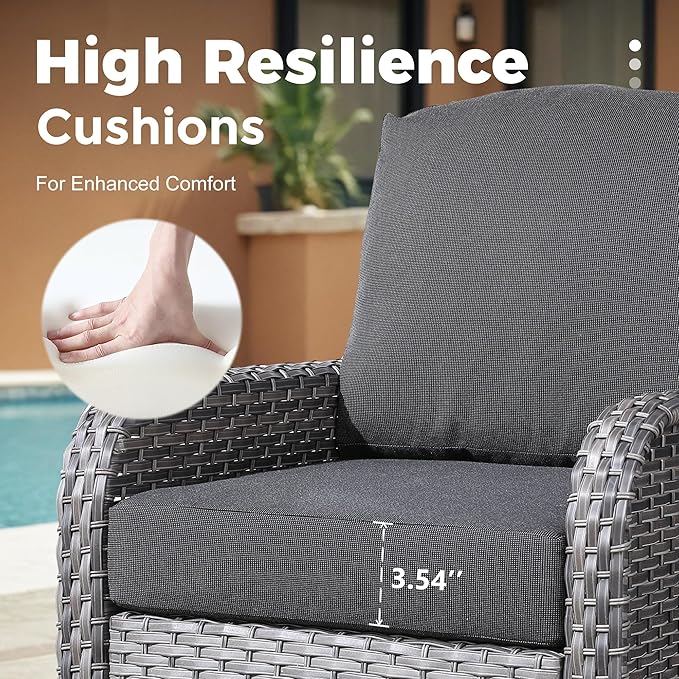 2 Pieces Wicker Patio Furniture Loveseat with Table - Outdoor Rattan Patio Bistro Set of 2,All-Weather PE Wicker Conversation Sofa High Back Deep Seating for Deck Porch Yard,Black