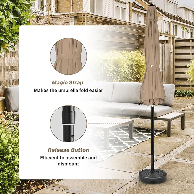 YSSOA 2 Pack 7.5' Patio Umbrella Outdoor Table Market Yard Umbrella with 6 Sturdy Ribs, Tan