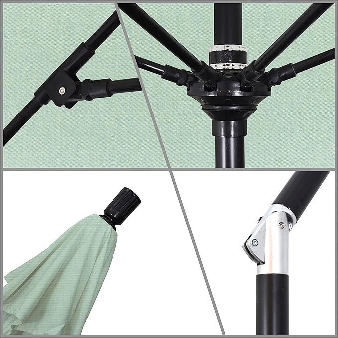 California Umbrella 9' Round Crank Lift, Collar Tilt, Aluminum Pole, Fiberglass Rib Patio Umbrella,