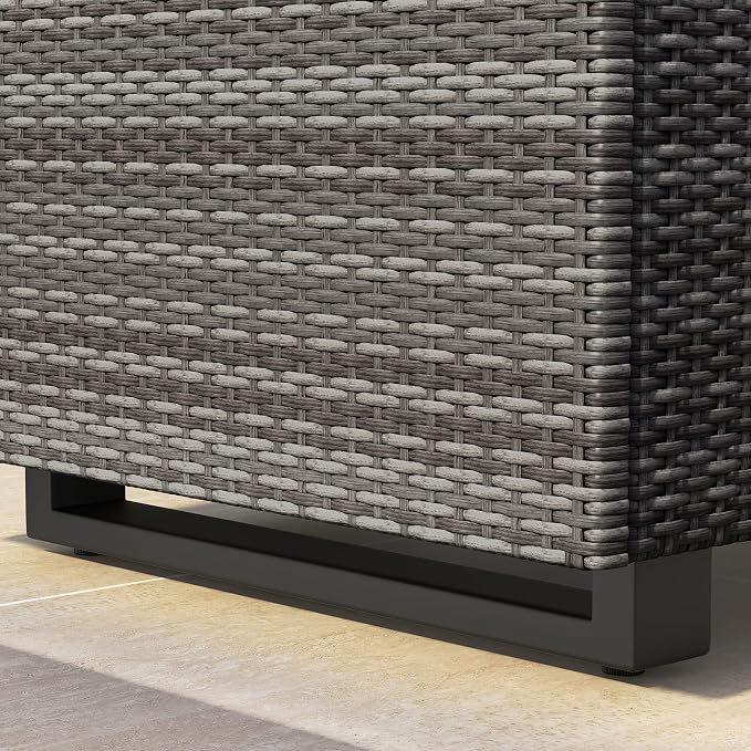 Lepus Large Outdoor Waterfroof Deck Box, 210 Gallon Rattan Deck Storage Box with Built-in Waterproof Bag for Seat Cushion on Patio Garden, Poolside (210, Dark Grey)