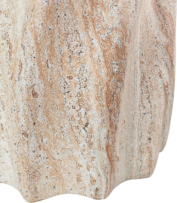 Christopher Knight Home Claire Outdoor Side Table with A Sunburst Tabletop and Hourglass Shape, Small Accent Table for Patio Balcony, Living Room End Table, Modern Backyard Furniture, Beige+Natural