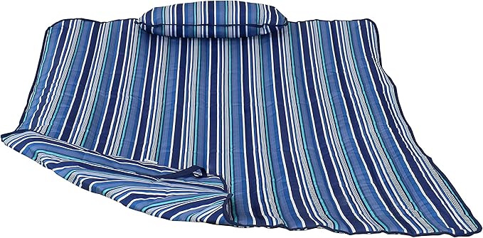 Sunnydaze Brown 450 lb Capacity Cotton Rope Hammock and Breakwater Stripe Polyester Quilted Hammock Pad and Pillow Set