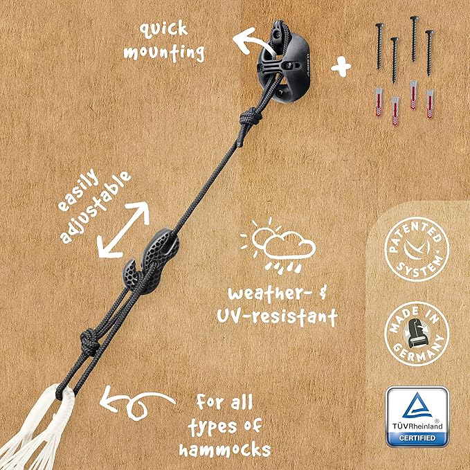 LA Siesta CasaMount Black - Multipurpose Suspension Set for Hammocks