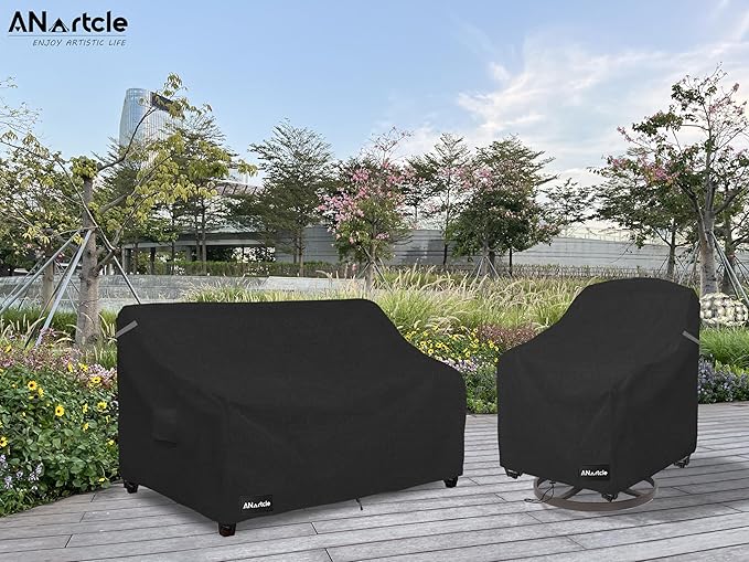 ANartcle 3-Seater Patio Sofa Cover,79W x 37D x 35H Inches Outdoor Couch Cover,100% Waterproof Heavy Duty Patio Sofa Covers,Patio Furniture Covers,Black