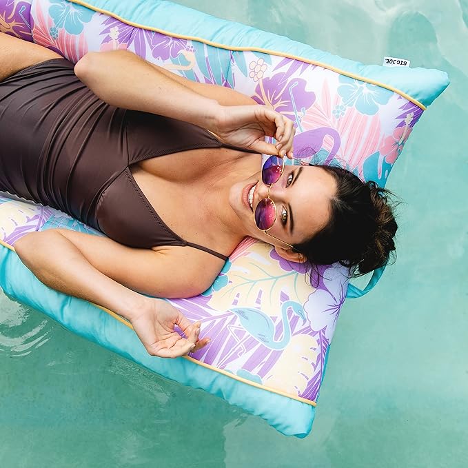 Big Joe Kona Hammock No Inflation Needed Pool Lounger with Headrest, Quick Draining Fabric, 4 feet Big