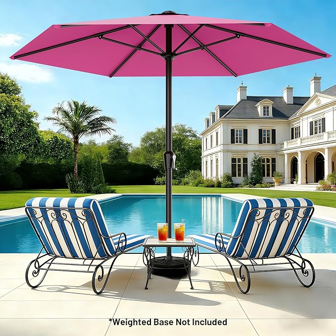 AreShark 11 FT Patio Umbrella for Outdoor, Outdoor Table Umbrella with Push Button Tilt and Crank, Outdoor Patio Umbrellas with 6 Sturdy Ribs, Patio Umbrellas for Market, Garden, Pool (Rose Pink)