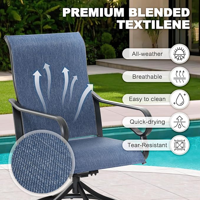 NUU GARDEN 7-Piece Outdoor Dining Set for 6, Swivel Rocker Patio Chairs
