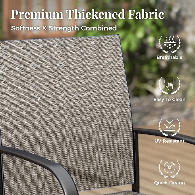 MIXPATIO Outdoor Patio Dining Set 7 Piece Furniture Set with Metal Patio Dining Table with Umbrella Hole Table for Deck Garden Backyard Lawn Poolside