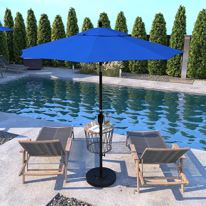 California Umbrella 7.5' Round Aluminum Market Umbrella, Crank Lift, Push Button Tilt
