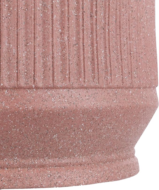 JONATHAN Y Kline Ribbed Resin Modern Outdoor Accent Table, 17.5" H All-Weather Pink Terrazzo Patio Drum Side Table and Garden Stool for Pool, Porch, and Living Room TBL1103B