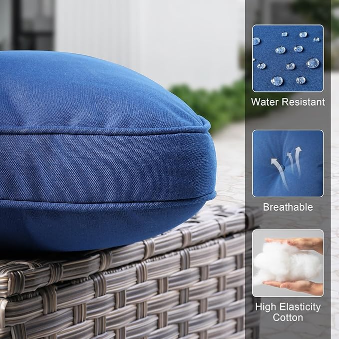 Patio Conversation Set,5 Pieces Wicker Patio Furnitures with Swivel Chair and Coffee Table,All Weather Patio Furniture Set for Garden,Backyard,Poolside and Patio,Navy Blue