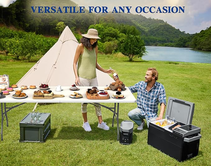 8FT Folding Tables – Heavy Duty Portable Foldable Picnic Table with Built-in Handle, 450 lb Capacity – Ideal for Events, Parties, Crafts, Camping & Dining (6-Pack, White)