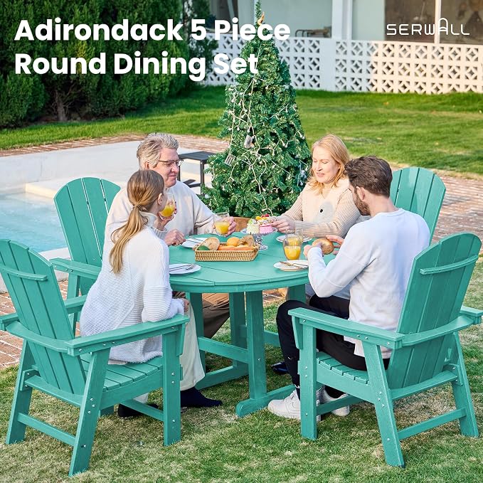 SERWALL Outdoor Adirondack Dining Chair Set of 2, All Weather HDPE Patio Chairs, Aruba