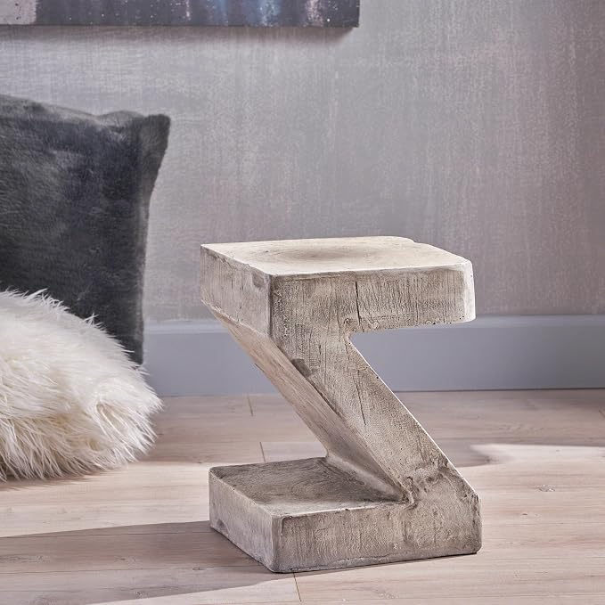 Concrete Side Table, Outdoor Side Table for Patio, 12.5" Outdoor Accent Table Patio Side Table End Table in Light Gray for Garden, Balcony, Couch, No Assembly