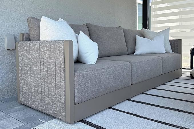 PURPLE LEAF Patio Furniture Set 6 Pieces Outdoor Conversation Sets PP Rope Patio Sofa with Cushions and Pillows Manual Weaving Deep Seating Furniture for Porch Lawn Backyard Beige
