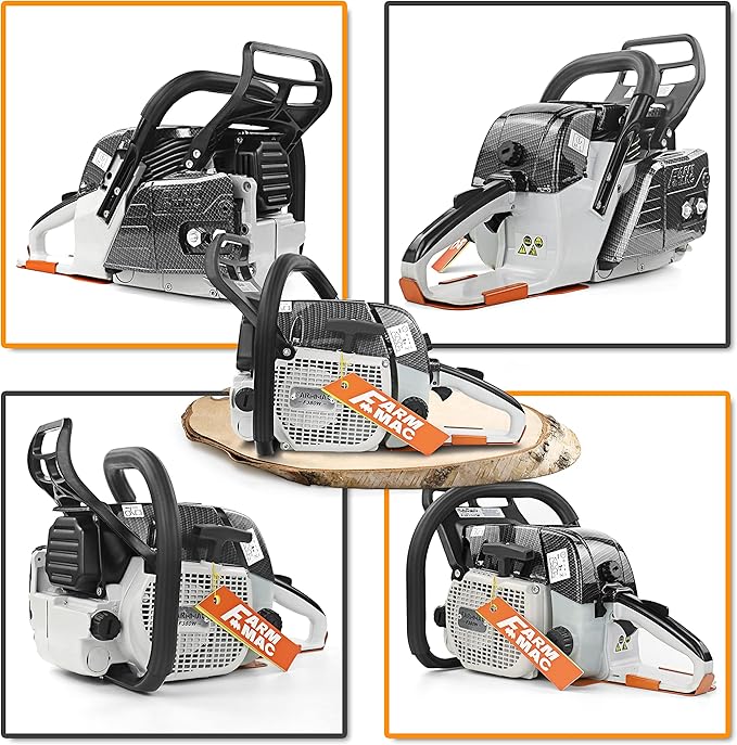 F380W 72cc 2-Cycle Gasoline Power Chain Saws, 3.6KW 4.8HP Gas Chainsaw Fit for 24/25/28 inch Bar, All Parts Compatible with MS381 MS380 038 Neotec 872I without Bar