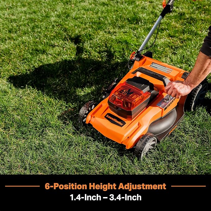 LawnMaster 48V MAX Electric Lawn Mower, 19-inch Brushless Cordless Lawn Mower with 2X24V MAX 4.0Ah Battery and a Dual Charger-CLMF4819A