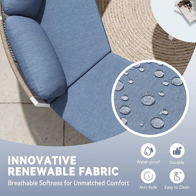 Crestlive Curved Patio Furniture Set, Modular Half Moon 4-Seater Sofa with Round Coffee Table, Aluminum Outdoor Sectional with 4.3" Cushions, All-Weather Couch for Backyard, Deck, Porch, Poolside