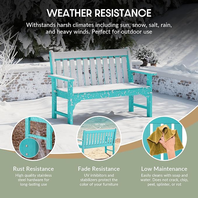 WestinTrends Malibu 3-Piece HDPE Outdoor Patio Furniture Couch and Coffee Table Set, Turquoise