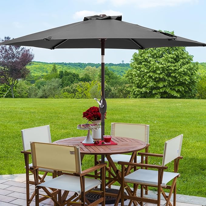 7.5ft Outdoor Umbrella Patio Umbrella,2-Year-Non-Fading,Table Market Patio Umbrella with Push Button Tilt and Crank,for Pool, Deck, Garden,Backyard