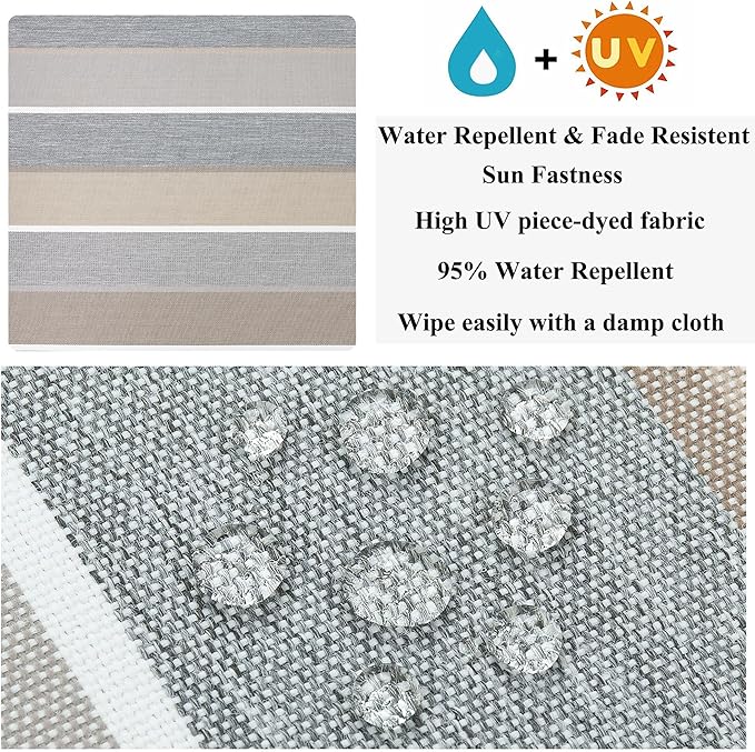 FUNHOME Outdoor Cushion Covers,48" x 18" x 3", No Insert! Patio Cushion Covers Replacement for Outdoor Furniture,Water Resistant Patio Bench Loveseat Covers 1 Pack, Grey Stripe(Covers ONLY)