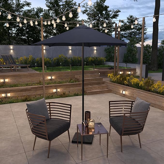 Sunline 7.5 ft Patio Umbrella with Crank & Push Button Tilt, Outdoor Market Umbrella with UV Protection & Wind Vent, Metal Frame for Deck, Pool & Table, Navy Blue