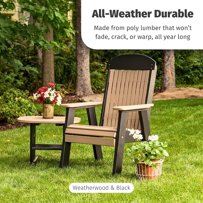 LuxCraft Poly Small Table Stand, Outdoor Side Tables for Patio, Weatherproof Patio End Table for Outside, Eco Friendly and UV Resistant HDPE - Amish Made in USA (White)