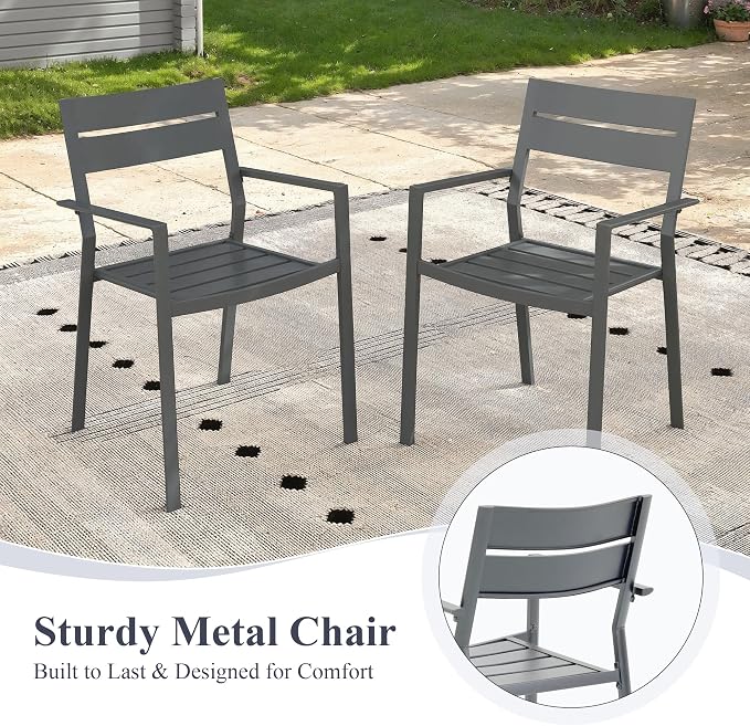 Patio Dining Set for 8, Round 53.1" Patio Dining Table and Stackable Outdoor Dining Chairs Outdoor Furniture for Backyard Porch Deck, Spliced Grey Table and Grey Chairs