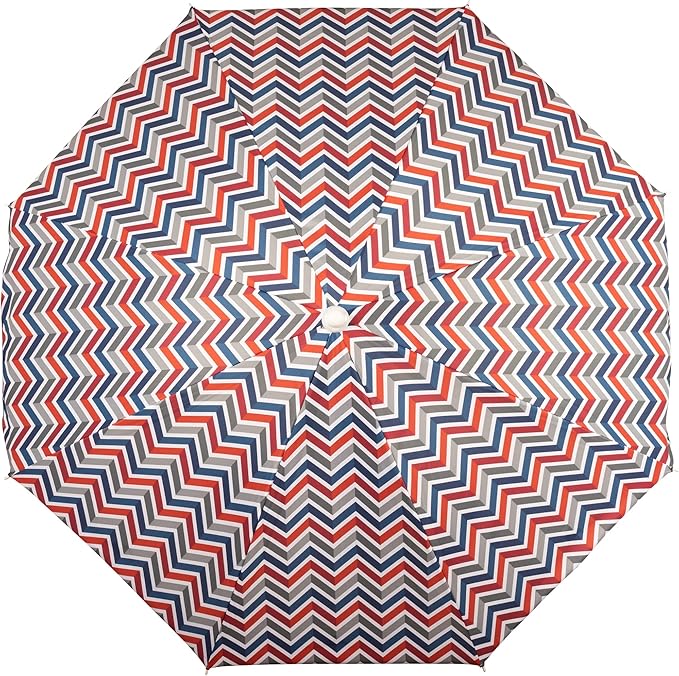 PICNIC TIME 5.5 Ft Portable Beach Umbrella, Lightweight UV Protection Sunshade with Tilt Pole & Carry Bag, Outdoor Canopy Umbrella for Beach, Sand, Pool, Patio, Camping, Travel, or Backyard Shade, (Vibe Collection - Navy Blue, Orange, & Gray Pattern)