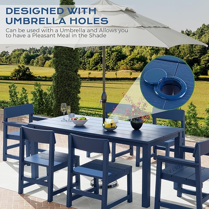 Jocoevol 12 Piece Patio Dining Set for 10 Person HIPS Outdoor Dining Sets with Umbrella Hole Tables and Chairs Furniture Set All Weather Proof for Garden, Backyard, Poolside