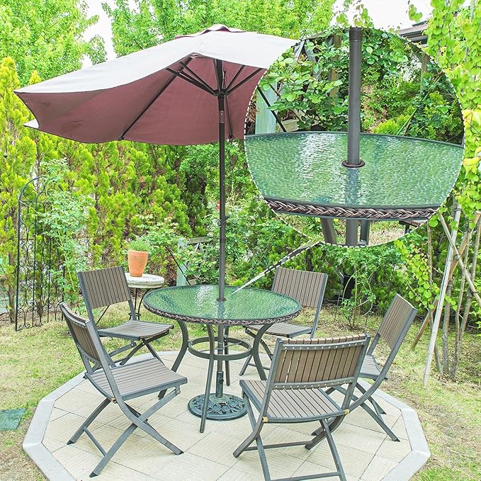 Bememo 2 Sets 2 Inch Patio Table Umbrella Hole Ring Plug and Cap Set Parasol Hole Cover Insert Umbrella Thicker Ring Plug and Cap Replacement Parts Standard Table for Outdoor Patio Garden Yard(Black)